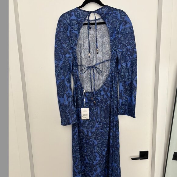 NWT Zimmermann Ottie Paisley Print Long Sleeve Backless Maxi Dress 4 US12 - Picture 5 of 5
